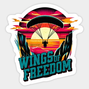 Paragliding Wings of Freedom Vintage Design Sticker